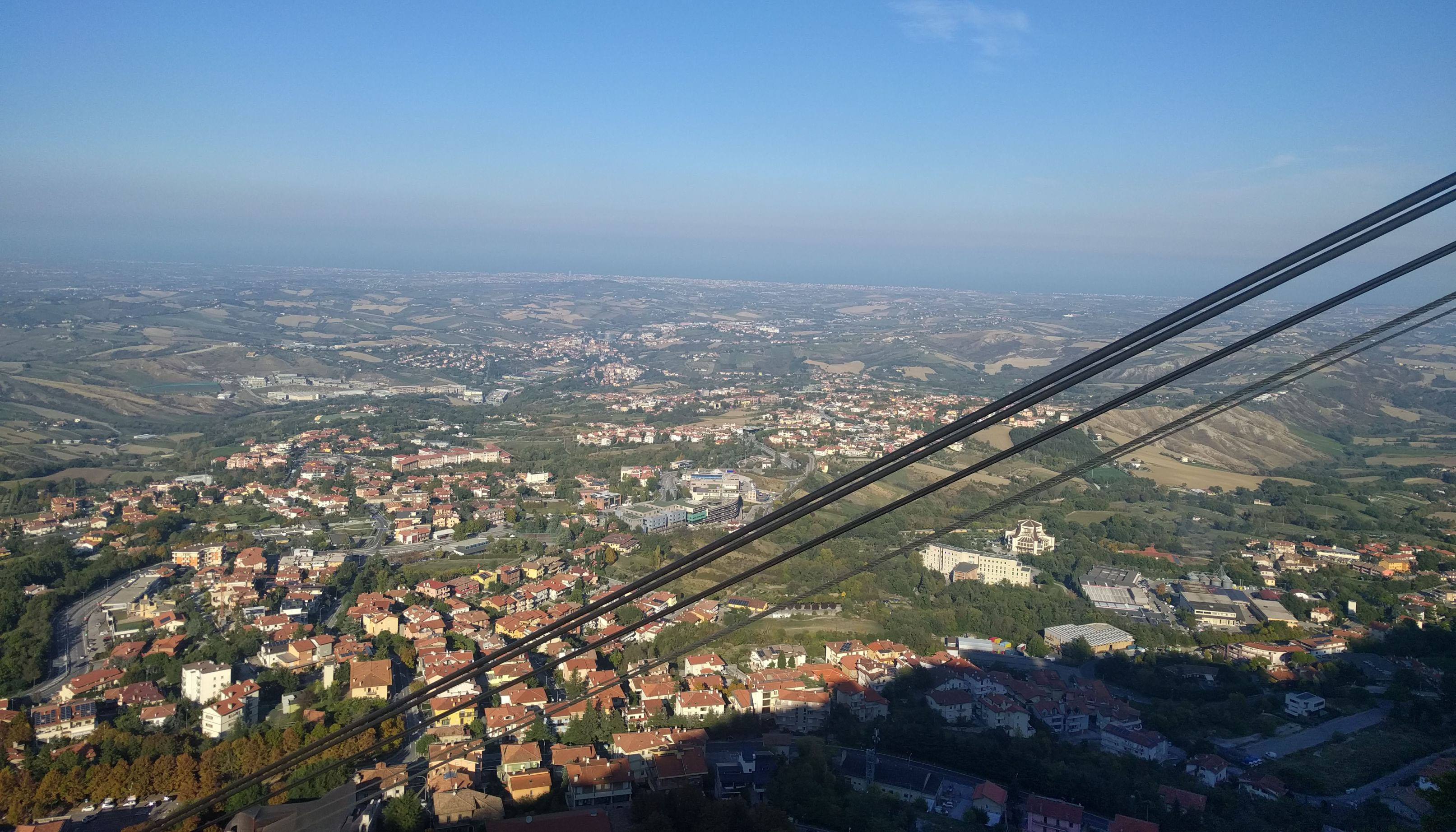 Photo panorama, landscape and buildings, on horizon city and sea